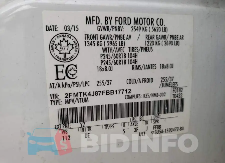 2FMTK4J87FBB17712 Photo# 13