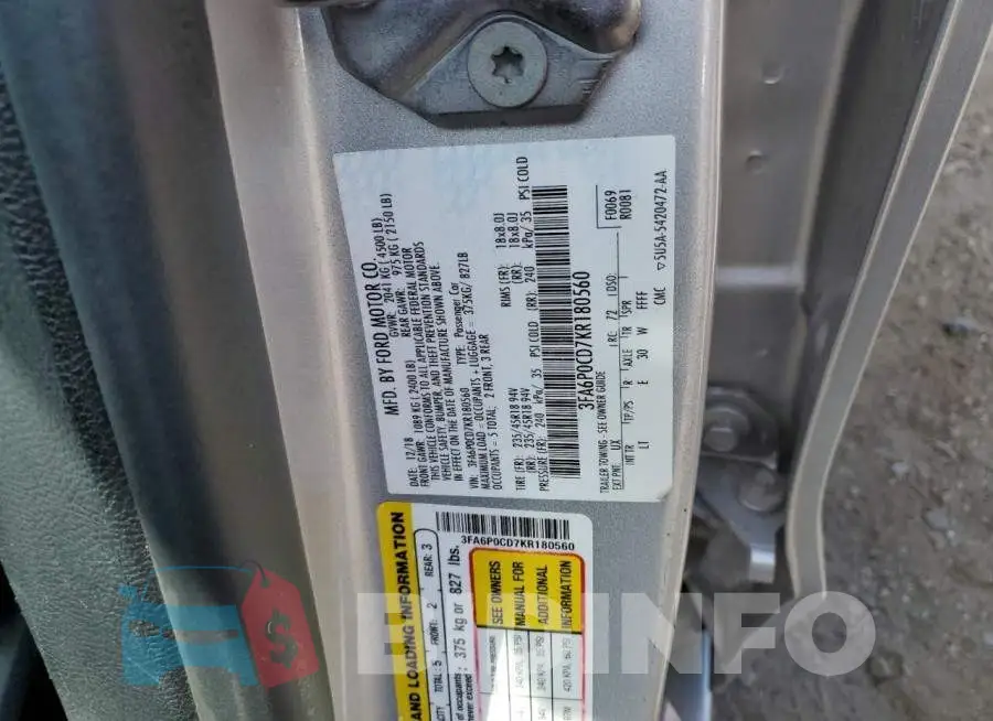 3FA6P0CD7KR180560 Photo# 12
