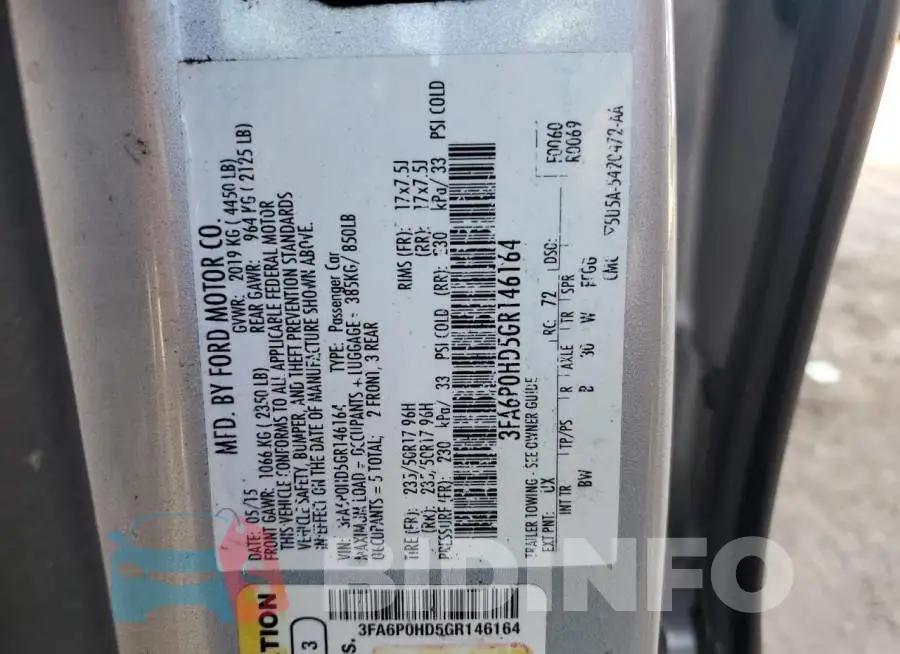 3FA6P0HD5GR146164 Photo# 12