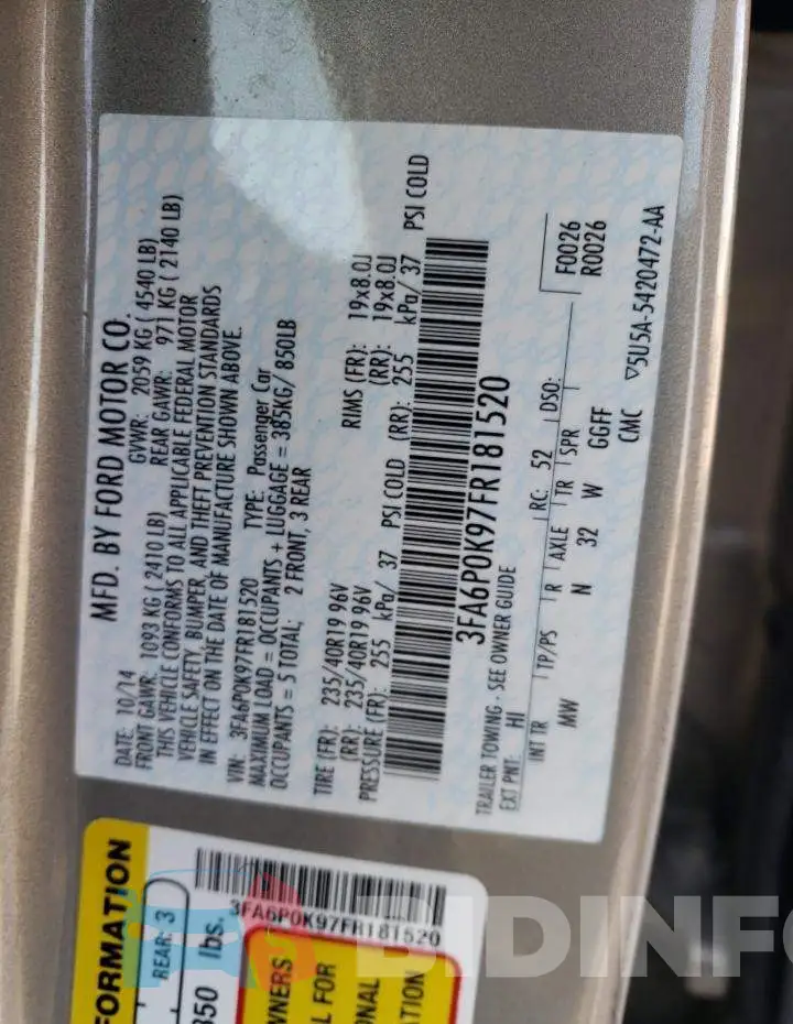 3FA6P0K97FR181520 Photo# 12