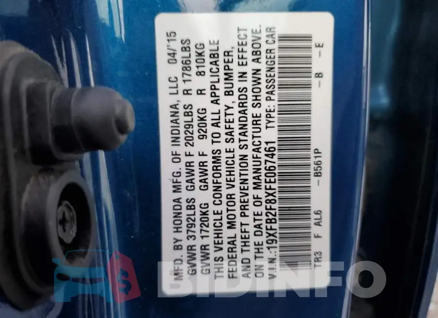 19XFB2F8XFE067461 Photo# 12