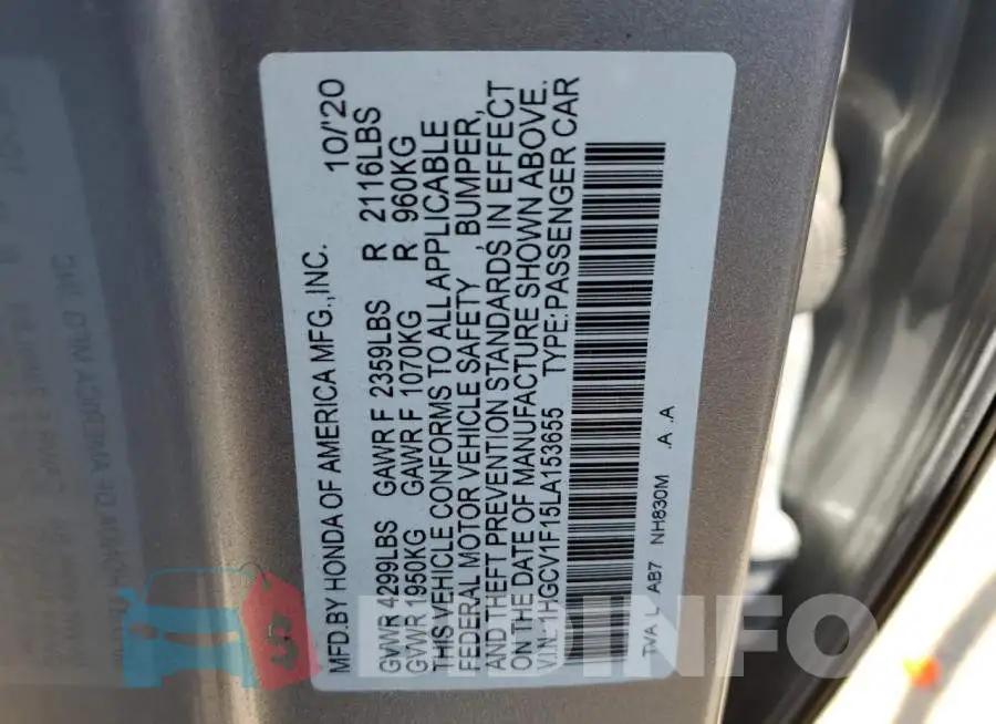 1HGCV1F15LA153655 Photo# 12