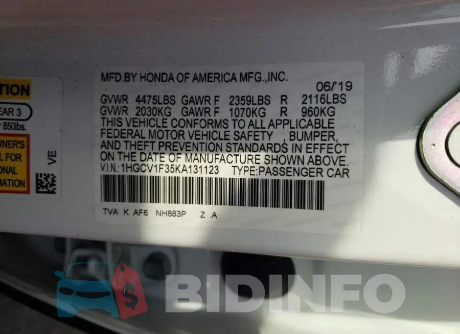 1HGCV1F35KA131123 Photo# 13
