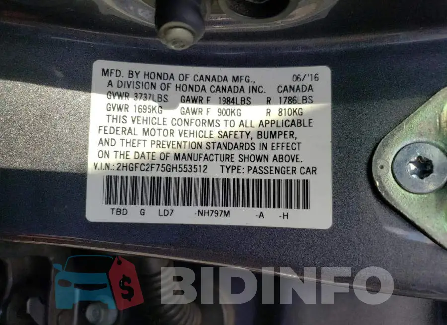 2HGFC2F75GH553512 Photo# 12