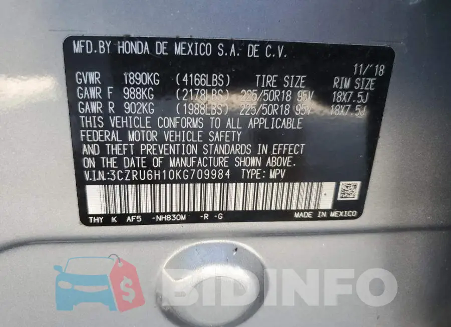 3CZRU6H10KG709984 Photo# 12
