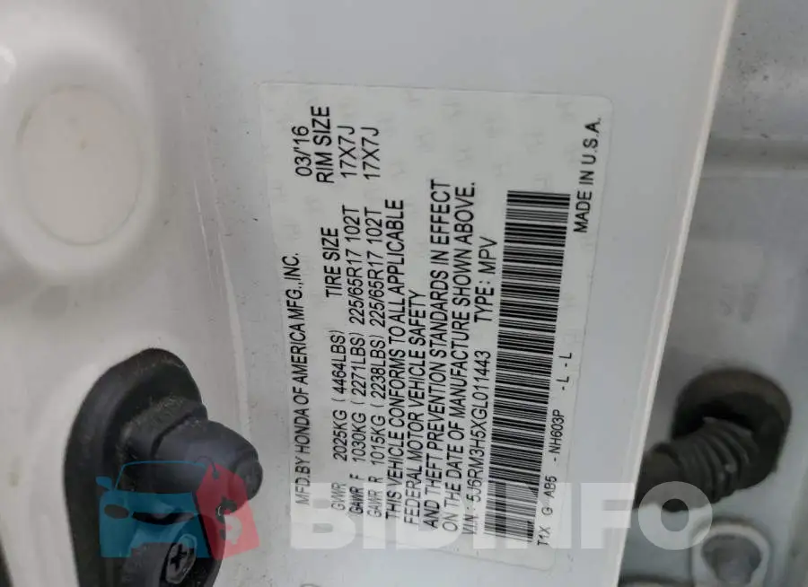 5J6RM3H5XGL011443 Photo# 13