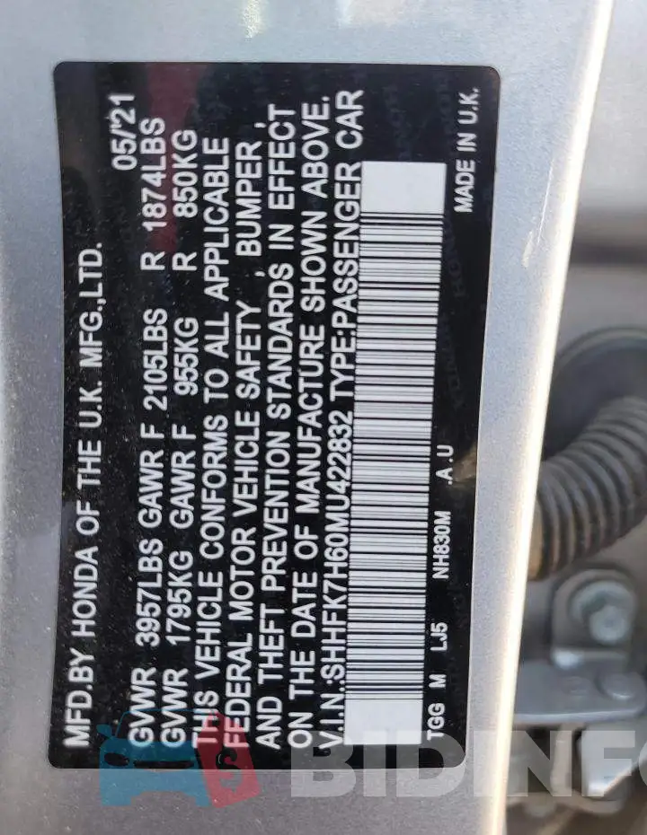 SHHFK7H60MU422832 Photo# 12