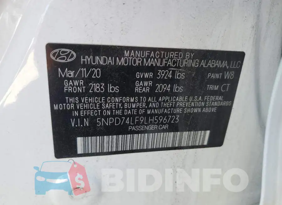 5NPD74LF9LH596723 Photo# 13