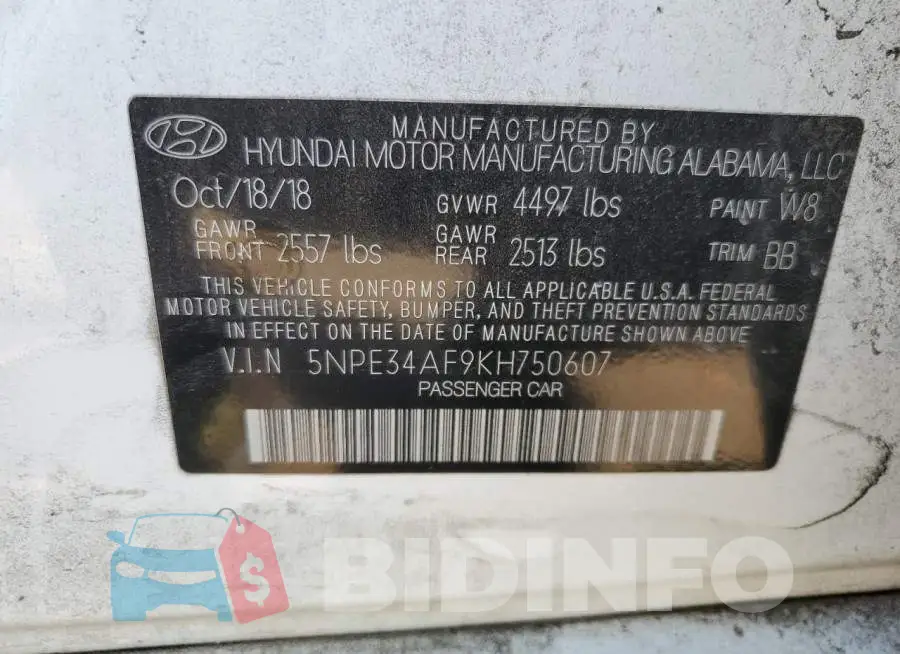 5NPE34AF9KH750607 Photo# 12