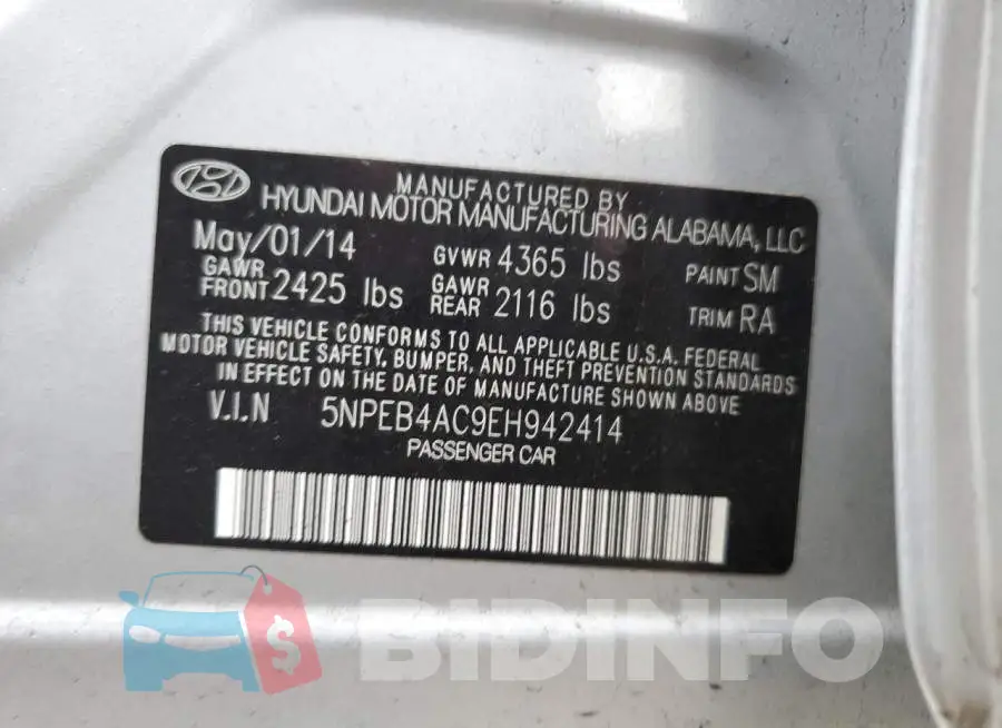 5NPEB4AC9EH942414 Photo# 13