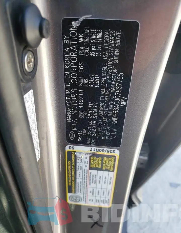 KNDPB3AC3G7837765 Photo# 13