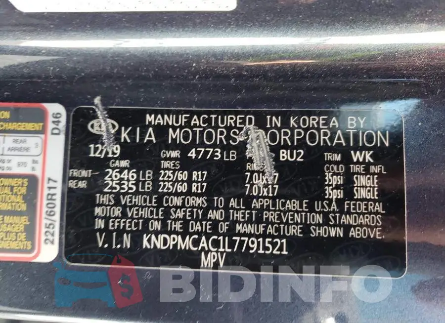 KNDPMCAC1L7791521 Photo# 13