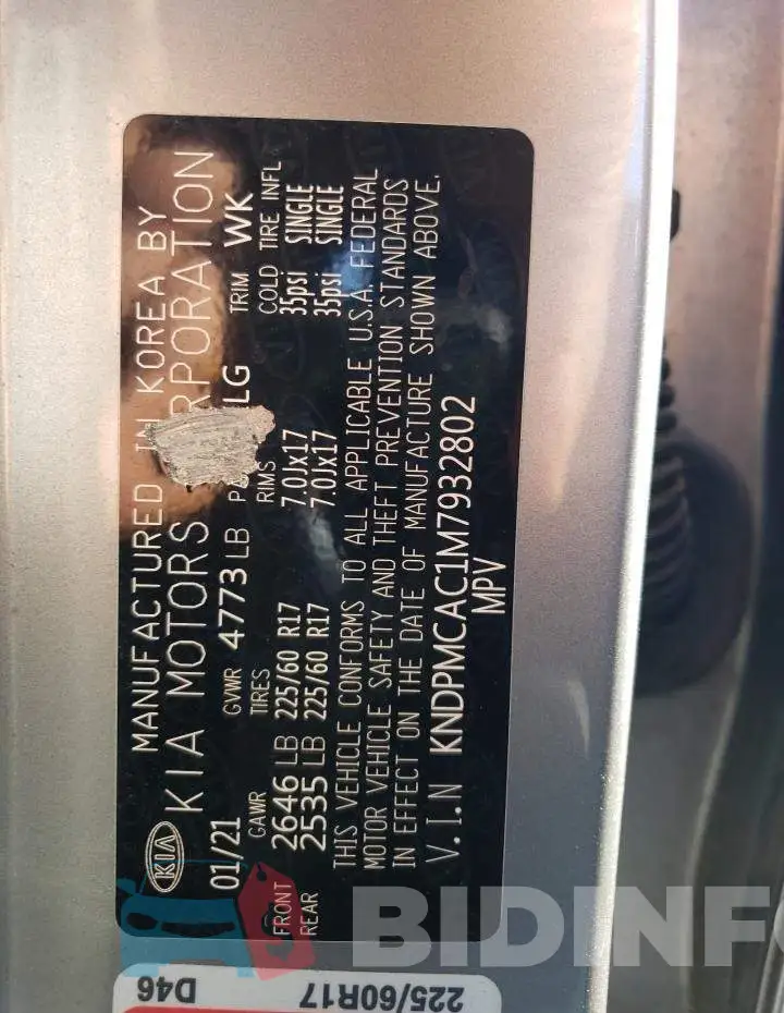KNDPMCAC1M7932802 Photo# 13