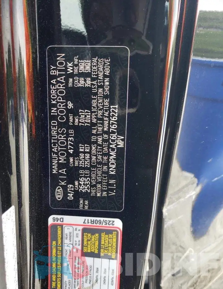 KNDPMCAC6L7676221 Photo# 13