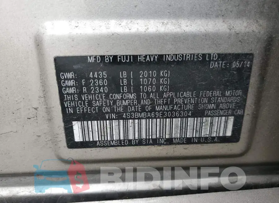 4S3BMBA69E3036304 Photo# 12