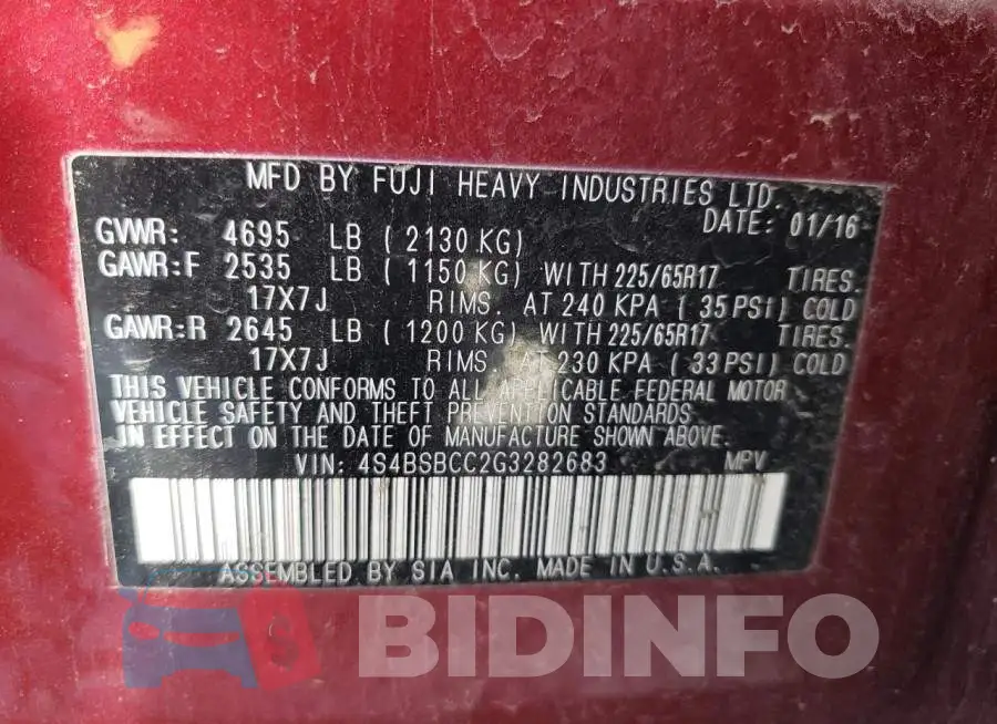 4S4BSBCC2G3282683 Photo# 13
