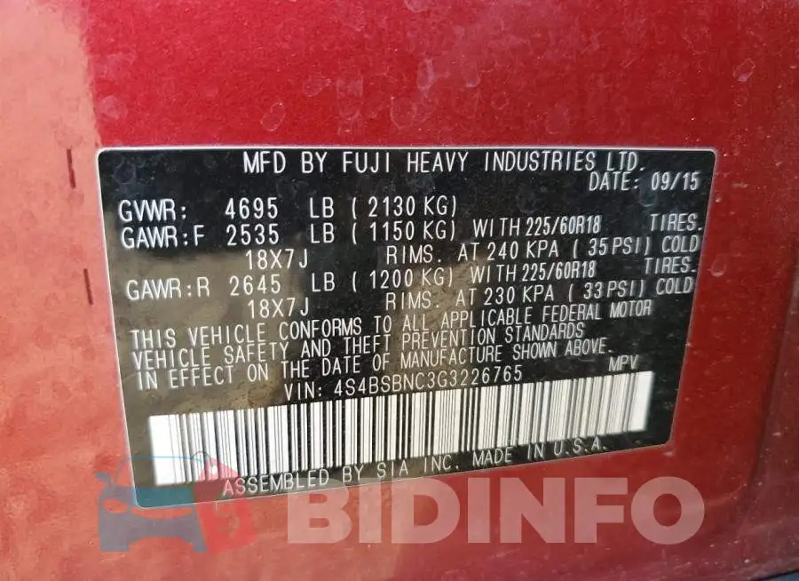 4S4BSBNC3G3226765 Photo# 14