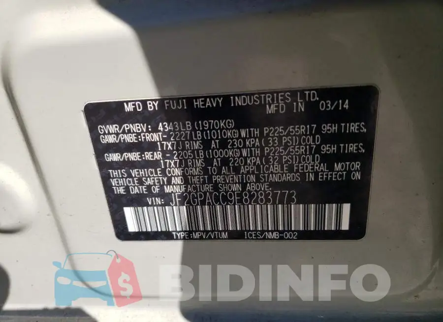 JF2GPACC9E8283773 Photo# 13