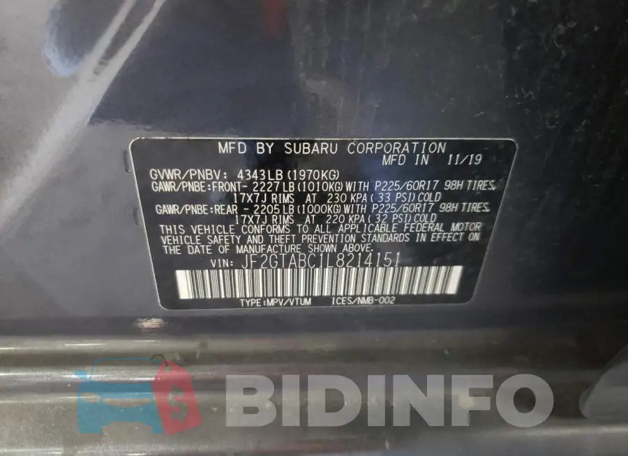 JF2GTABC1L8214151 Photo# 13