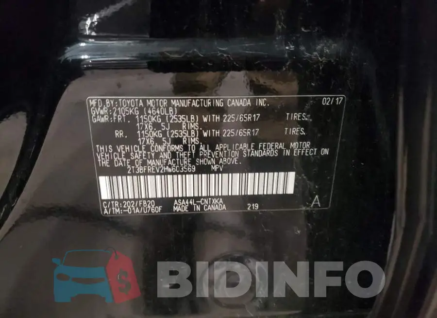 2T3BFREV2HW603569 Photo# 13