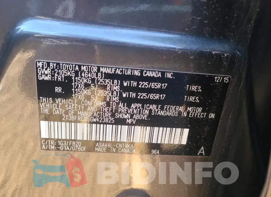 2T3BFREV5GW423825 Photo# 13