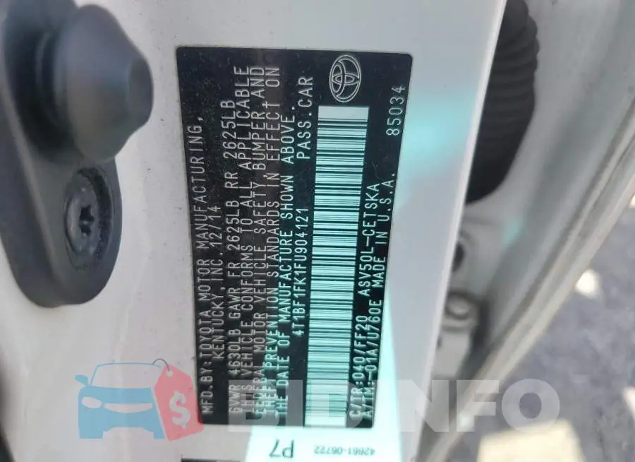 4T1BF1FK1FU904121 Photo# 12