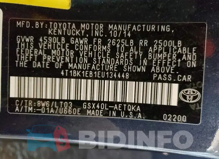 4T1BK1EB1EU134448 Photo# 12