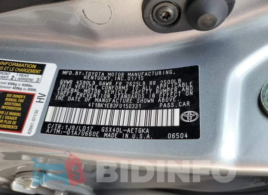 4T1BK1EB3FU150331 Photo# 12