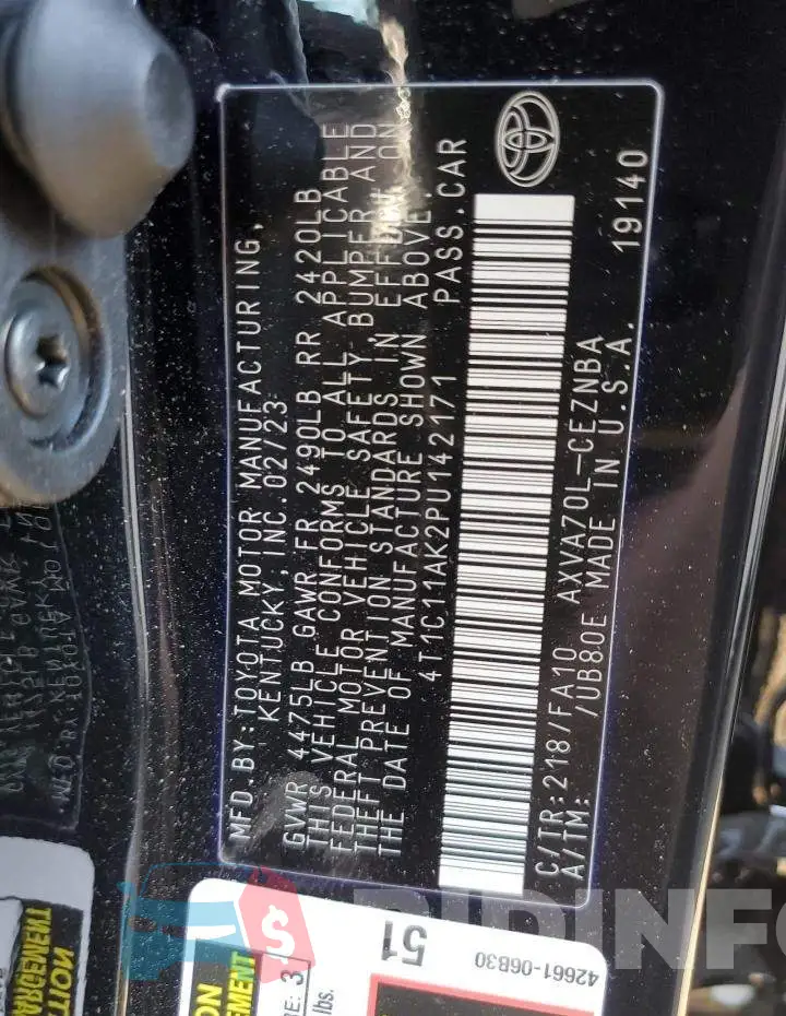 4T1C11AK2PU142171 Photo# 12