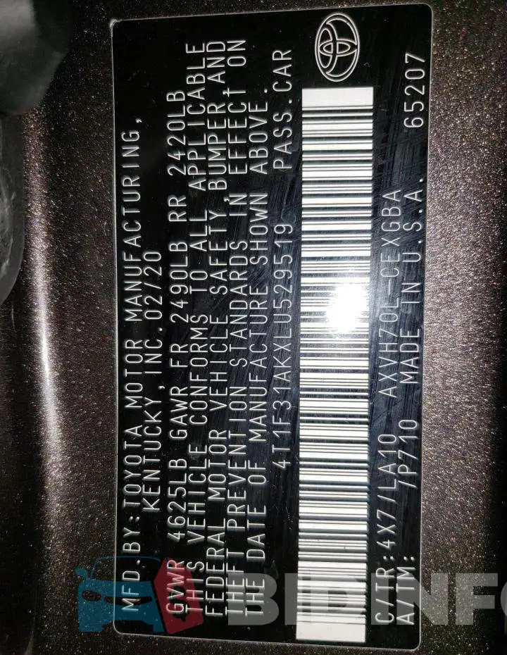 4T1F31AKXLU529519 Photo# 12