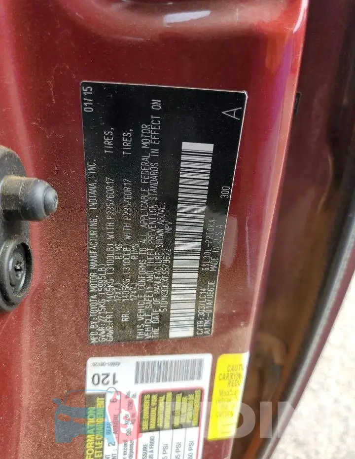 5TDYK3DCXFS579622 Photo# 14