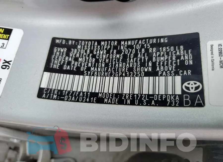 5YFBURHE2GP413250 Photo# 13
