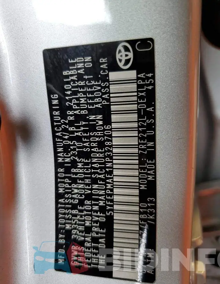 5YFEPMAE1NP328706 Photo# 13
