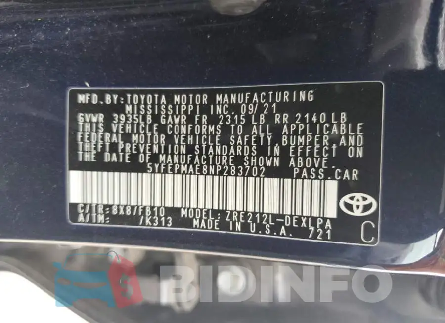 5YFEPMAE8NP283702 Photo# 12