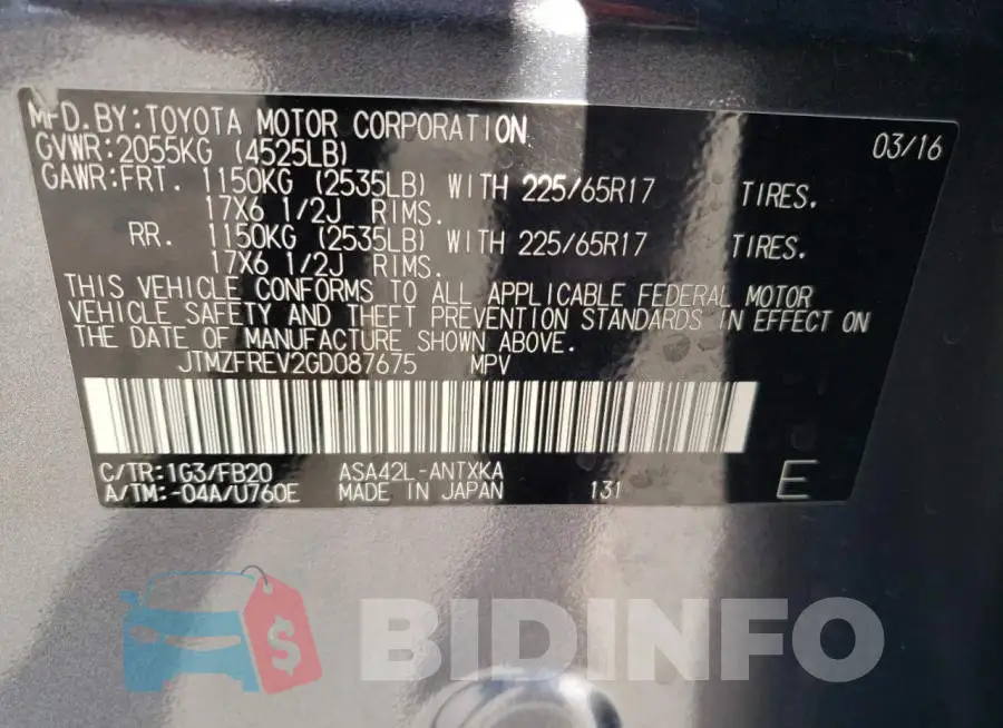 JTMZFREV2GD087675 Photo# 12