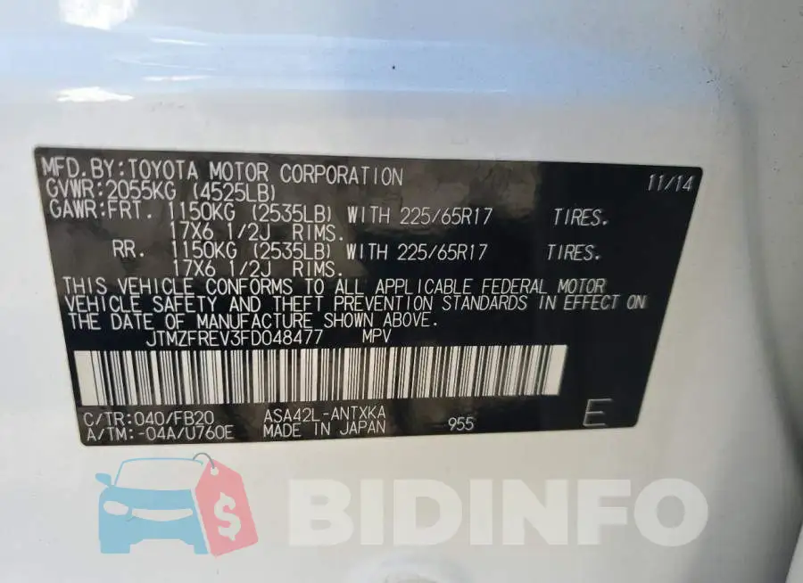 JTMZFREV3FD048477 Photo# 12