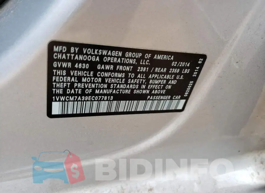 1VWCM7A39EC077813 Photo# 13
