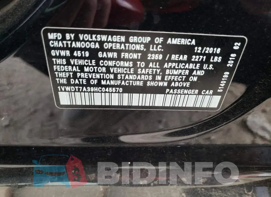 1VWDT7A39HC045570 Photo# 13