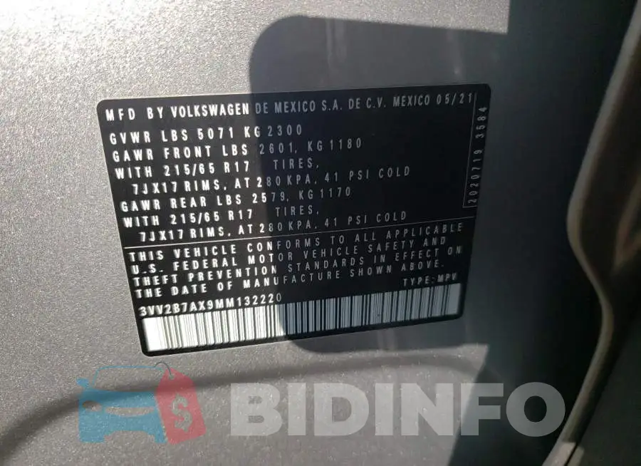 3VV2B7AX9MM132220 Photo# 12