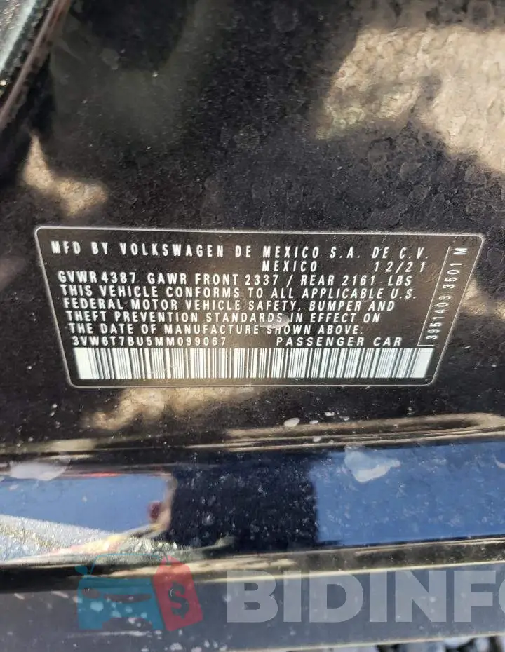 3VW6T7BU5MM099067 Photo# 12