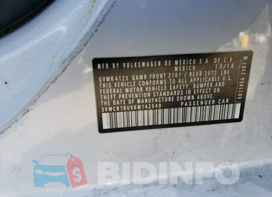 3VWCB7BU5KM142549 Photo# 12