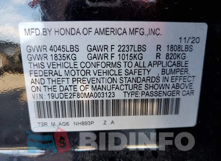 19UDE2F80MA003123 Photo# 13