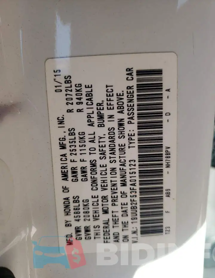 19UUB2F53FA015123 Photo# 13