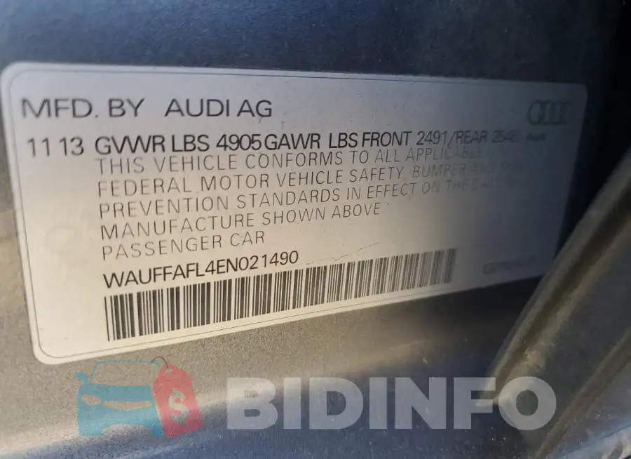 WAUFFAFL4EN021490 Photo# 12
