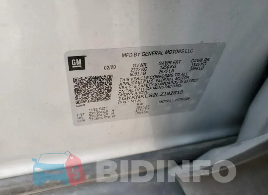 1GKKNKLS2LZ182615 Photo# 12