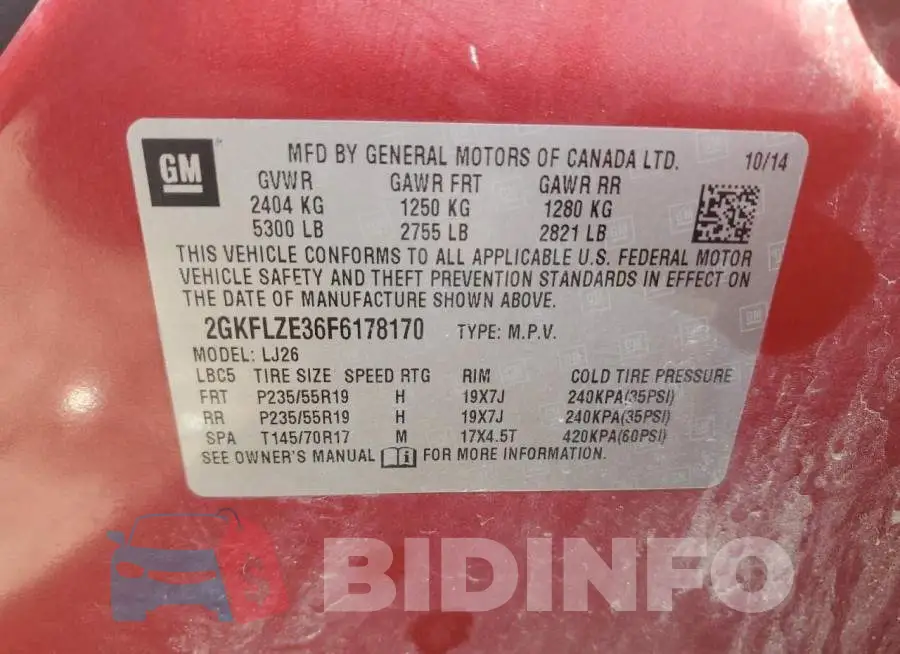 2GKFLZE36F6178170 Photo# 13