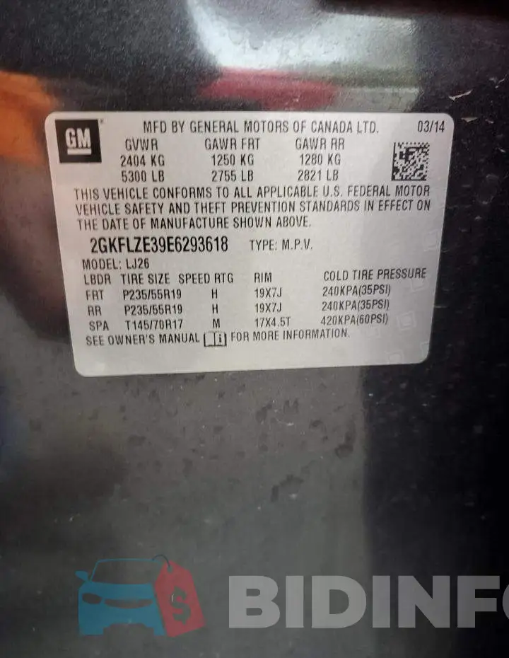 2GKFLZE39E6293618 Photo# 13