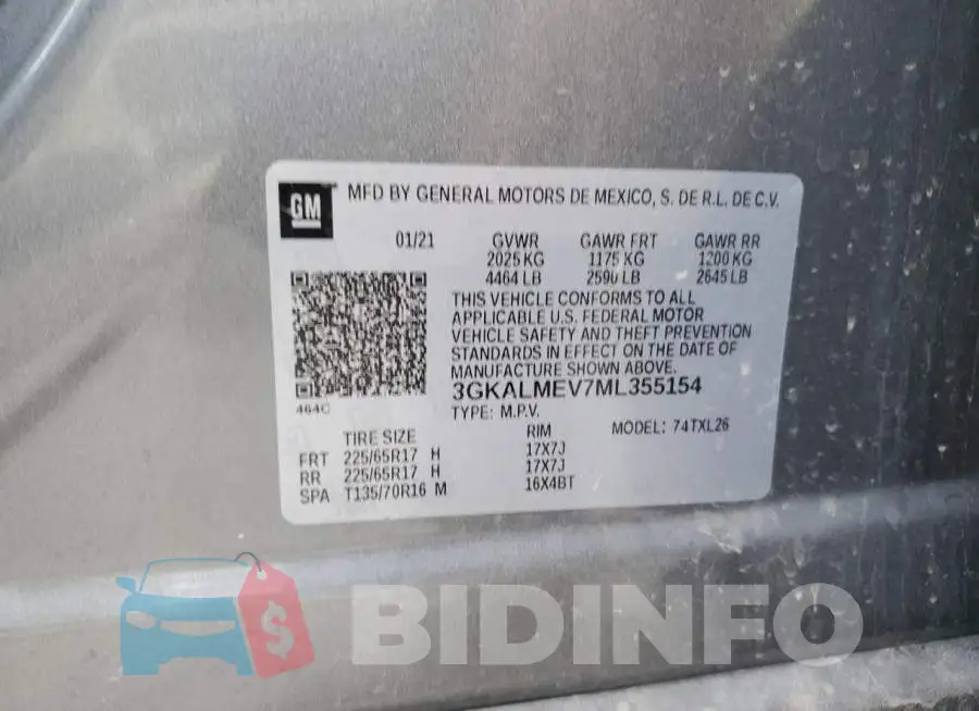 3GKALMEV7ML355154 Photo# 13