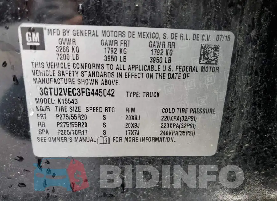 3GTU2VEC3FG445042 Photo# 13