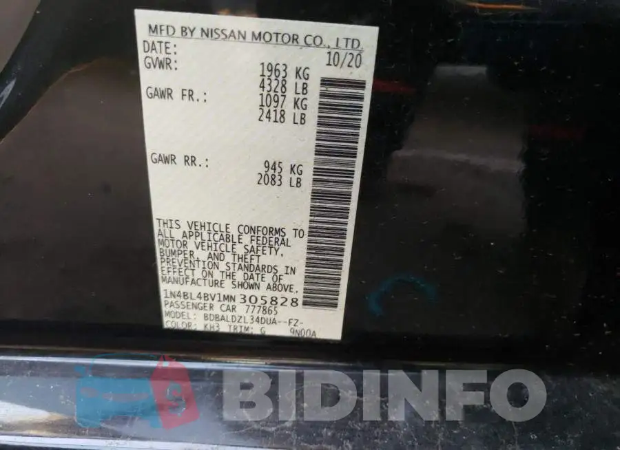 1N4BL4BV1MN305828 Photo# 12